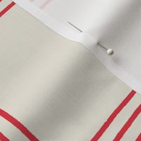 (L) Hand-drawn Plaid - Thin Line Cottage Core Windowpane Check - red on cream