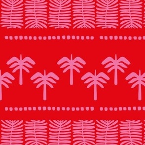 pink and red tropical palms
