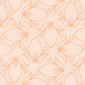 Peach Fuzz Abstract Floral – Pale Coral Orange Botanical Art Deco Illustration Statement Wallpaper