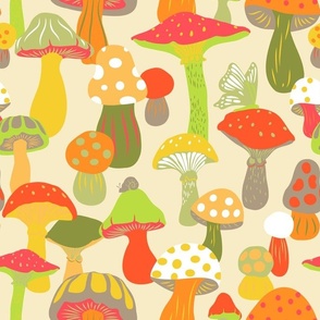 Happy Mushroom Patch in Lime + Yellow