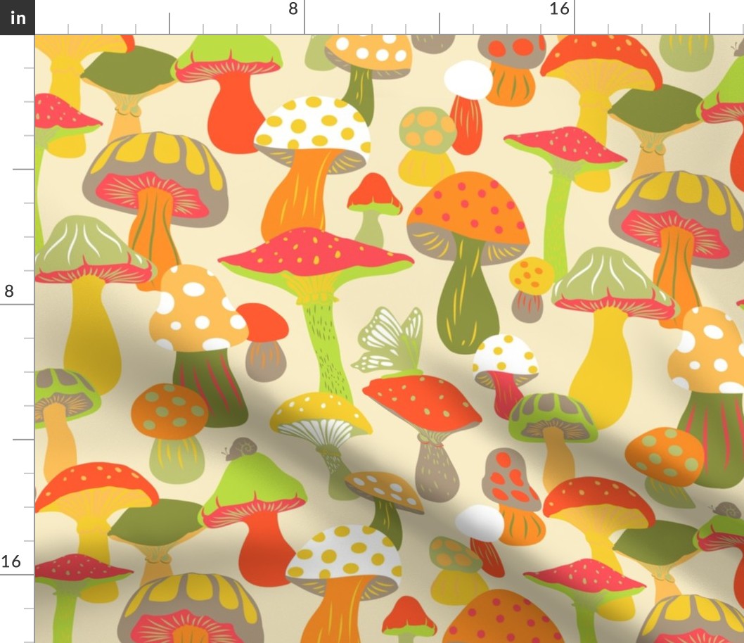 Happy Mushroom Patch in Lime + Yellow