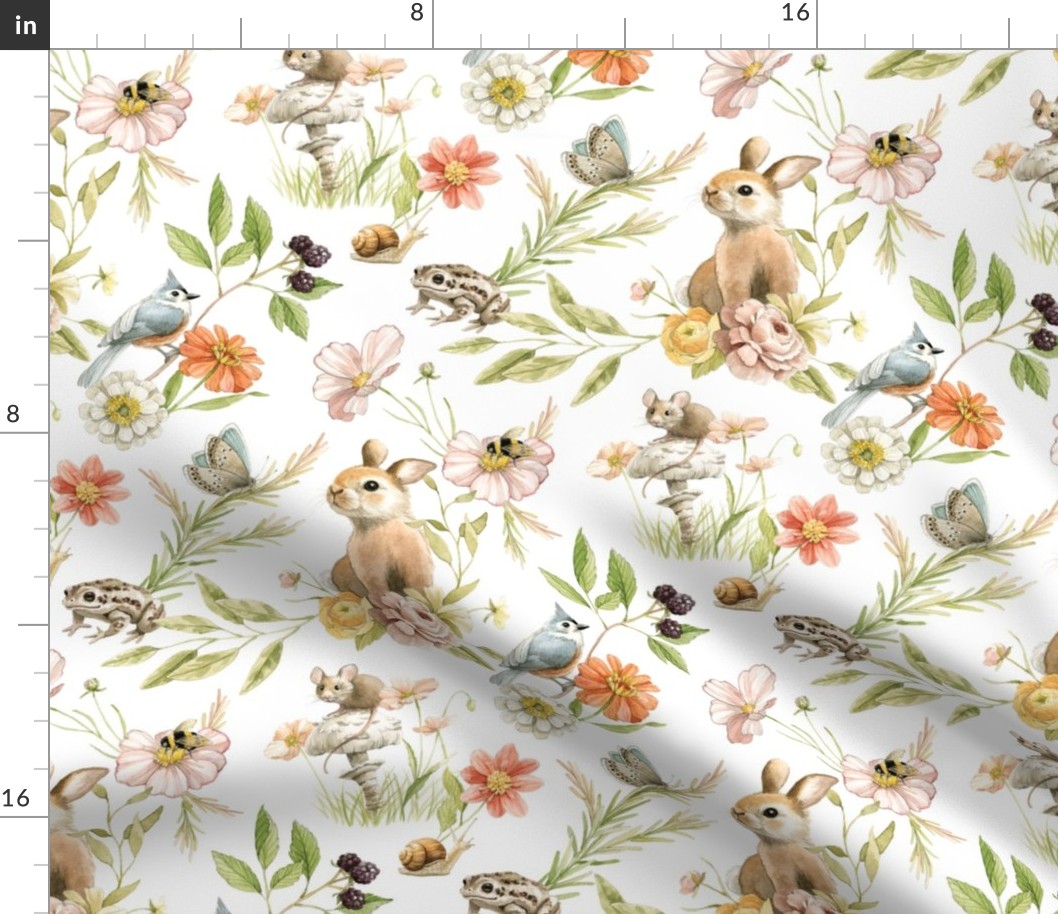 Flora & Fauna - LG Scale 28in repeat - Critters and Flowers Pattern