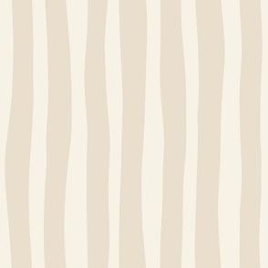 Cream Magnolia Wavy Stripes -  Neutral Ivory Contemporary Thick Soft Stripe Wallpaper