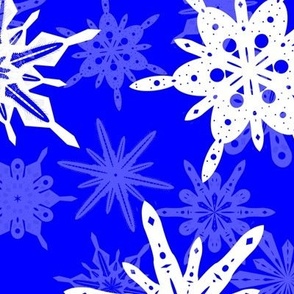 Snowflakes White on Cobalt Jumbo