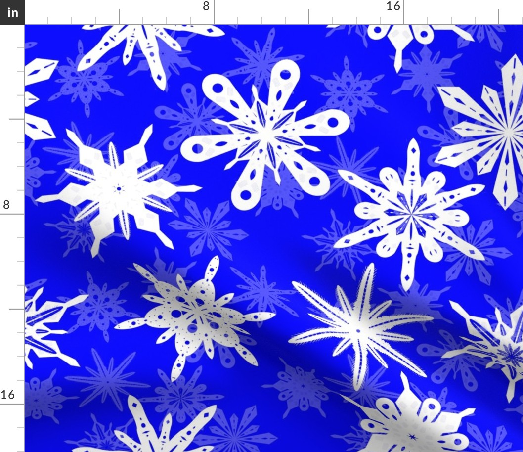 Snowflakes White on Cobalt Jumbo