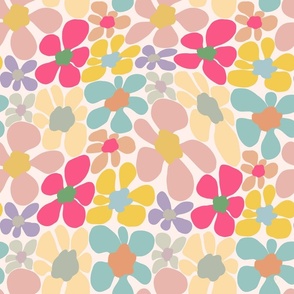 Pastel Retro Wavy Flowers