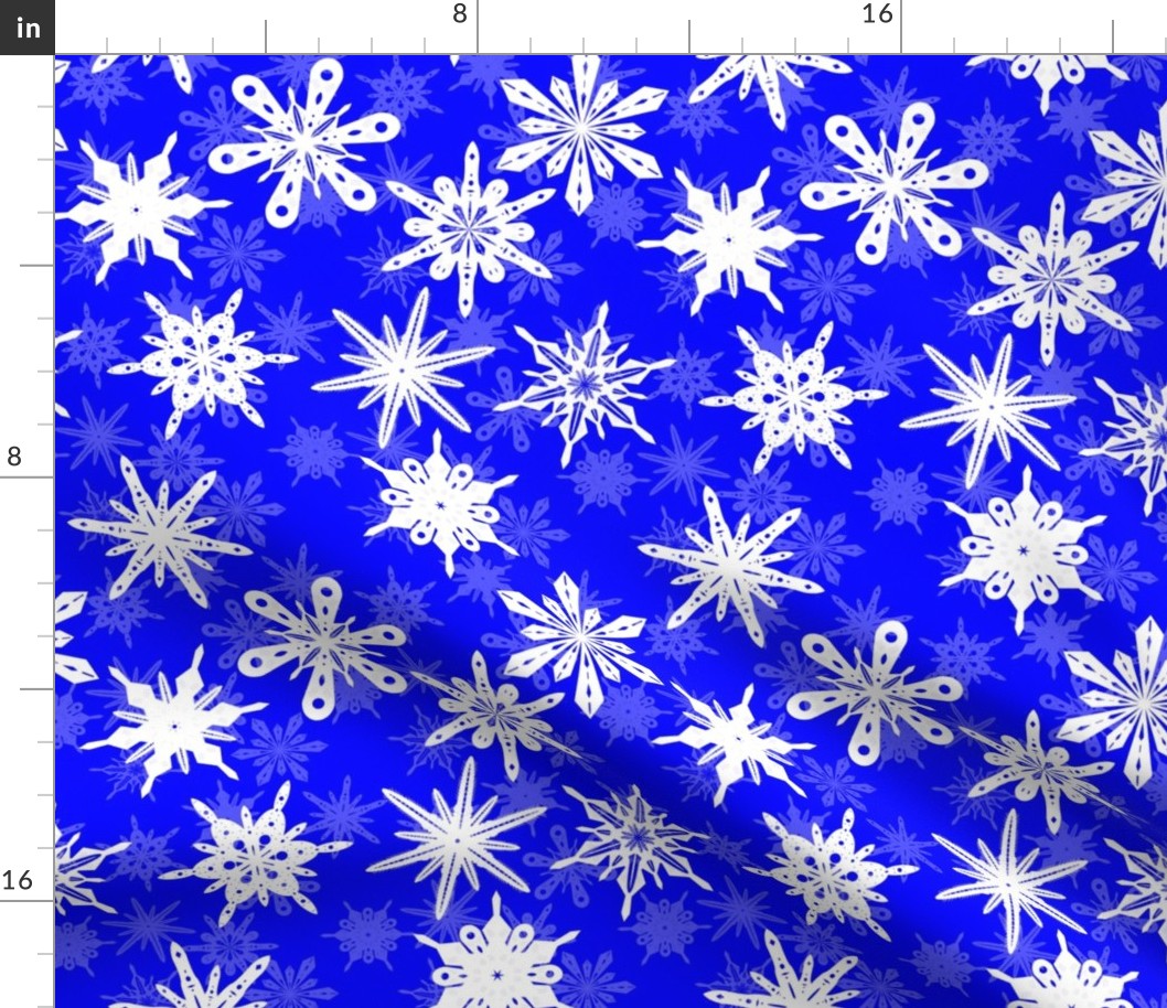 Snowflakes White on Cobalt
