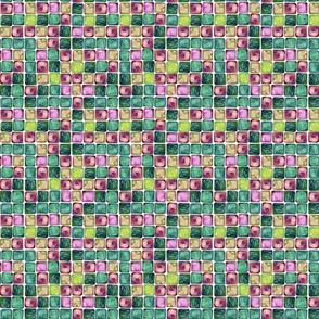 Colourful Mosaic tile fabric and wallpaper