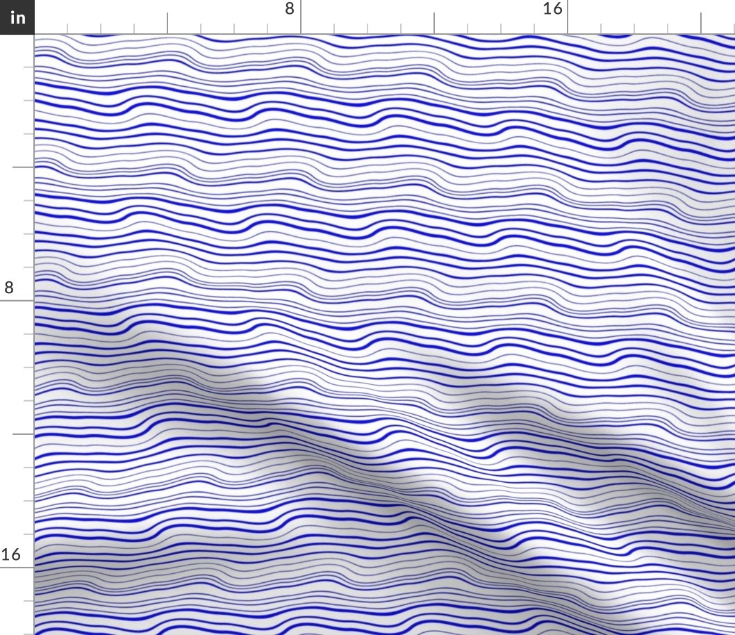 Squiggly Pinstripes Cobalt on White