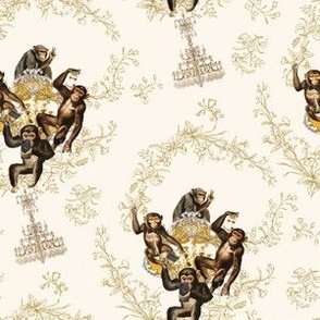 Monkey Around Bar Wallpaper Print in Ivory