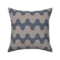 Large Drippy Modern Waves, Taupe and Slate Grey