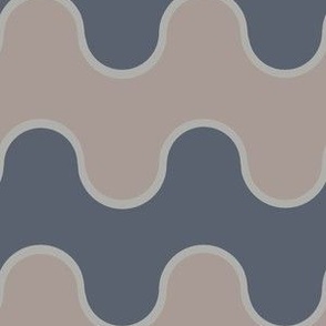 Large Drippy Modern Waves, Taupe and Slate Grey