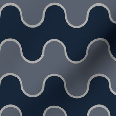 Large Drippy Modern Waves, Navy and Slate Blue