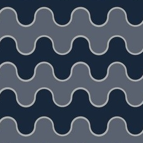 Medium Drippy Modern Waves. Navy and Slate Blue