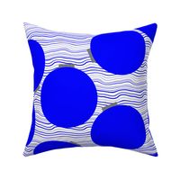Cobalt Ornaments on Blue and White Wavy Pinstripes Jumbo