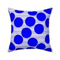 Cobalt Ornaments on Blue and White Wavy Pinstripes