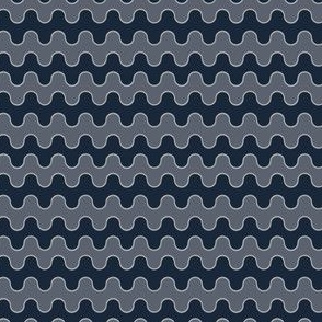 Small Drippy Modern Waves, Navy and Slate Blue