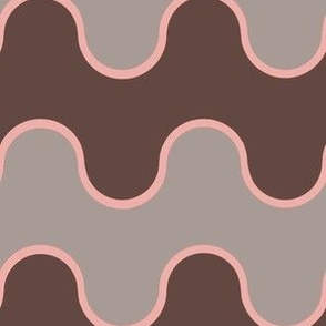 Large Drippy Modern Waves, Cocoa and Pink