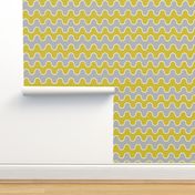 Large Drippy Modern Waves, Yellow and Grey