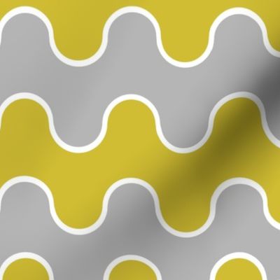 Large Drippy Modern Waves, Yellow and Grey