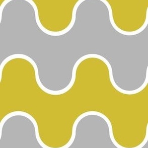 Large Drippy Modern Waves, Yellow and Grey