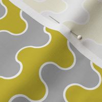 Medium Drippy Modern Waves, Yellow and Grey