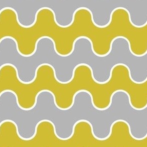 Medium Drippy Modern Waves, Yellow and Grey