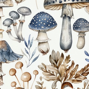 Dusty Blue  Neutral Rustic Mushrooms 