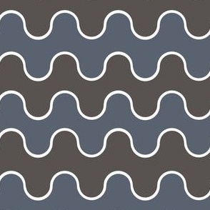 Medium Drippy Modern Waves, Charcoal and Denim