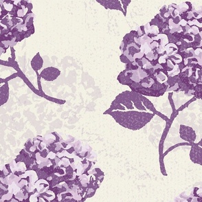 Hydrangeas - Purple on Cream - Jumbo