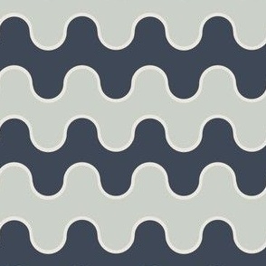 Medium Drippy Modern Waves, Navy and Green Grey