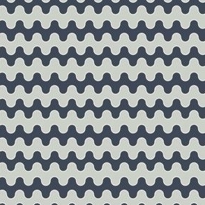 Small Drippy Modern Waves, Navy and Green Grey