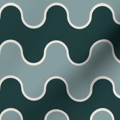 Large Drippy Modern Waves, Teal and Sage