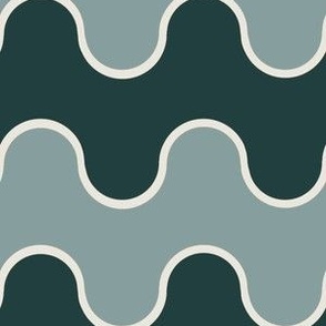 Large Drippy Modern Waves, Teal and Sage