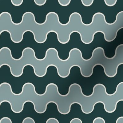 Medium Drippy Modern Waves, Teal and Sage