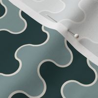 Medium Drippy Modern Waves, Teal and Sage