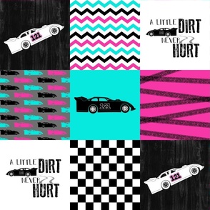 Dirt Track Life//Hot Pink & Turquoise//121 - Wholecloth Cheater Quilt