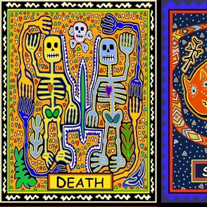 Tarot Cards: Death - Devil - Lovers - Strength - Hermit - Star - Fool - World - Faux Quilt