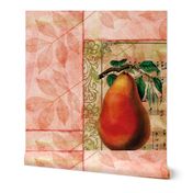 Peach Pear and Leaves Vintage