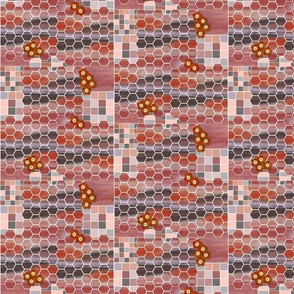 messy hexy tile work - warm hues - small