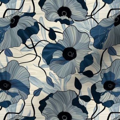 Signe Grey and Blue Flowers