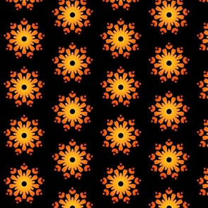 Flower Power - Orange on Black