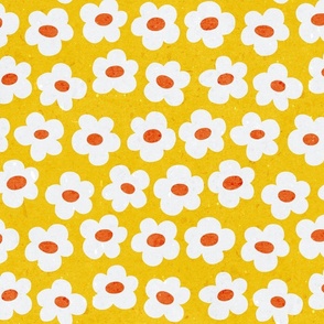 White Daisy : Bold Daisies, Yellow Flower Pattern 