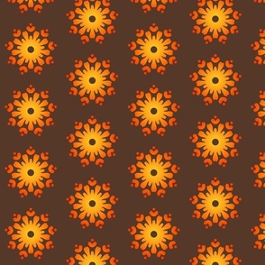 Flower Power - Orange on Brown