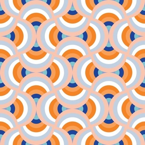 Geometric Mid Century Orange and Blue Waves