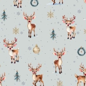 Winter blue red nose reindeer Christmas ice blue winter snowflake holiday baby reindeer woodland Christmas