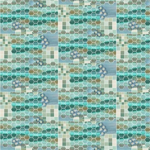 messy hexy tile work small - cool hues