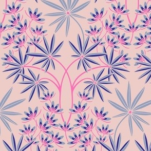 GLAMOUR Floral Botanical Luxe Maximalist Damask in Pink Lavender Purple Royal Blue on Light Pink - SMALL Scale - UnBlink Studio by Jackie Tahara