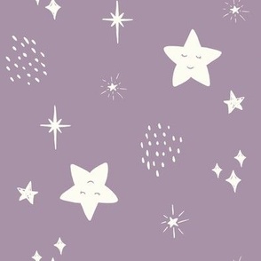 Little star celestial kids baby pattern in Lilac