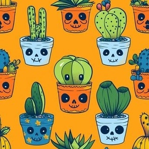 Kawaii Cacti Party: Cute Succulent Fabric Design